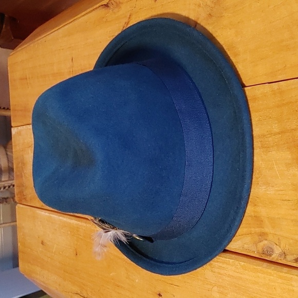🌻Sandra Augelozzi Blue Wool Fedora - Picture 12 of 13